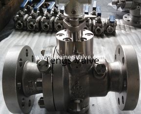 Cast stainless steel A351-CF8M split body reduced bore flanged trunnion mounted ball valve