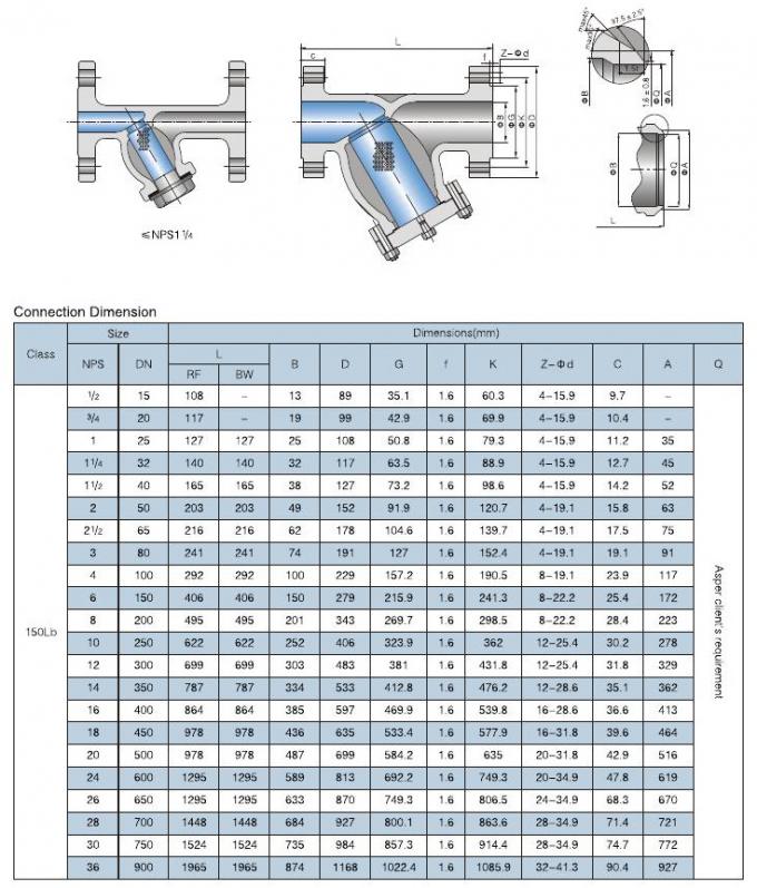 Stainless Steel SS316 Y Type Strainer Cast A351CF8M Flanged End